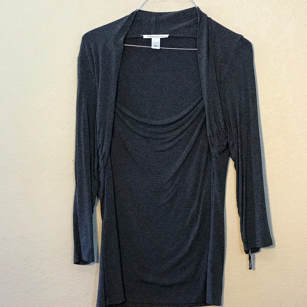 Kenneth Cole Long Sleeve Gray Tunic Top: 1130